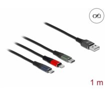 Delock USB Charging Cable 3 in 1 for Lightning™ / Micro USB / USB Type-C™ 1 m 3-coloured (87277)
