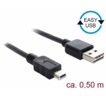 Delock Cable EASY-USB 2.0 Type-A male > USB 2.0 Type Mini-B male 0,5 m black (85158)