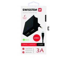 Swissten Travel Charger USB 3А / 15W With USB-C Cable 1.2m (SW-DET-3AWCUC-B)
