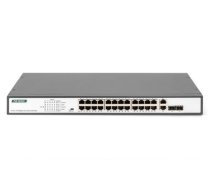 Digitus | Fast Ethernet PoE Switch 24-port PoE + 2 Combo, 370W PoE | DN-95343 | Unmanaged | Desktop | Power supply type Internal (DN-95343)
