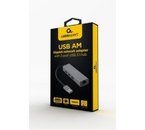 Gembird USB AM Gigabit Network Adapter with 3-port USB 3.0 hub (A-AMU3-LAN-01)