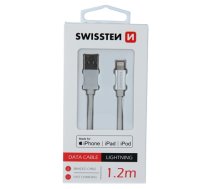Swissten MFI Textile Fast Charge 3A Lightning Data and Charging Cable 1.2m (SW-MFI-LIGH-3A-1.2M-SI)