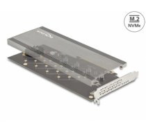 Delock PCI Express 4.0 x16 Card to 4 x internal NVMe M.2 Key M with Heat Sink and Fan - Bifurcation (90079)