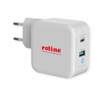 ROLINE USB Wall Charger Euro Plug, 2 Ports, 1x QC3.0 + 1x C (PD), 65W (19.11.1041)