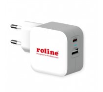 ROLINE USB Wall Charger Euro Plug, 2 Ports, 1x QC3.0 A + 1x C (PD), 38W (19.11.1054)