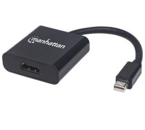 Manhattan Mini DisplayPort 1.2a to HDMI Adapter Cable, 4K@60Hz, Active, 19.5cm, Male to Female, Black, Three Year Warranty, Polybag (152570)