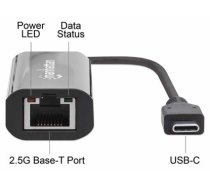 Manhattan USB-C to 2.5GBASE-T Gigabit (10/100/1000 Mbps & 2.5 Gbps) RJ45 Network Adapter, Equivalent to Startech US2GC30, Multi-Gigabit Ethernet, Black, Three Year Warranty, Box (153300)