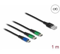 Delock USB Charging Cable 3 in 1 Type-A to Micro USB / 2 x USB Type-C™ 1 m (87882)