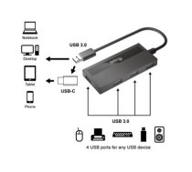 Equip 4-Port USB 3.0 Hub with USB-C Adapter (128956)