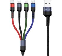 Kabel USB Usams USB-A - USB-C + microUSB + 2x Lightning 0.35 m Czarny (63754-uniw) (63754-uniw)