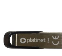 Platinet USB Flash Drive/Pen Drive 32GB, Micro UDP, USB 2.0, Waterproof, Metal, Silver/Black, USB version (most popular type), Blister (PMFMS32)