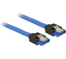 Delock Cable SATA 6 Gb/s receptacle straight > SATA receptacle straight 100 cm blue with gold clips (84981)