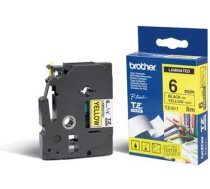 Brother Gloss Laminated Labelling Tape - 6mm, Black/Yellow label-making tape TZ (TZ611)