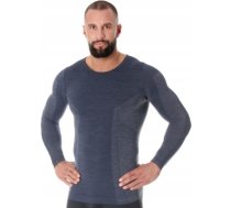 Brubeck LS11600 Koszulka męska z długim rękawem COMFORT WOOL ciemny jeans M (MBC#8267179)