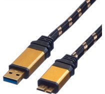 Kabel USB Roline USB-A - micro-B 0.8 m Czarno-złoty (JAB-1944110) (JAB-1944110)