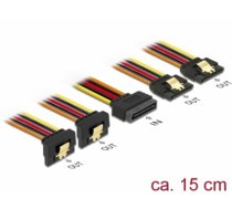 Delock Cable SATA 15 pin power plug with latching function > SATA 15 pin power receptacle 2 x straight / 2 x down 15 cm (60150)