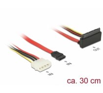 Delock Cable SATA 6 Gb/s 7 pin receptacle + Molex 4 pin power plug > SATA 22 pin receptacle upwards angled metal 30 cm (85514)