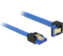 Delock Cable SATA 6 Gb/s receptacle straight > SATA receptacle downwards angled 30 cm blue with gold clips (85090)