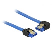 Delock Cable SATA 6 Gb/s receptacle straight > SATA receptacle left angled 70 cm blue with gold clips (84986)