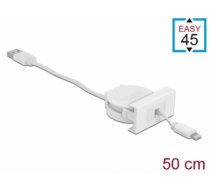 Delock Easy 45 Module USB 2.0 Retractable Cable USB Type-A to 8 Pin Lightning female white (81331)