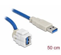 Delock Keystone Module USB 3.0 A female 250° > USB 3.0 A male with cable white (86871)