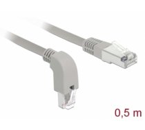 Delock Network cable RJ45 Cat.6A S/FTP downwards angled / straight 0.5 m (85873)