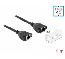 Delock Network Extension Cable for Easy 45 Module S/FTP RJ45 jack to RJ45 jack Cat.6A 1 m black (87131)