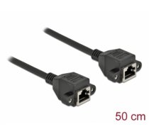 Delock Network Extension Cable S/FTP RJ45 jack to RJ45 jack Cat.6A 50 cm black (87008)