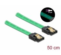 Delock SATA 6 Gb/s Cable UV glow effect green 50 cm (82069)