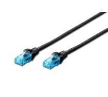 patch cord RJ45-RJ45, kat.5e, U/UTP, AWG 26/7, PVC, 0.25m, czarny DK-1512-0025/BL