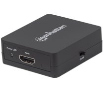 Manhattan HDMI Splitter 2-Port , 1080p, Black, Displays output from x1 HDMI source to x2 HD displays (same output to both displays), USB-A Powered (cable included, 0.7m), Three Year Warranty, (207652)