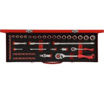 Zestaw narzędzi Gedore Gedore Red socket set 1/4 "+ 1/2", 49 pieces (red, with 2 switching creaking, SW 4mm - 24mm) (3300010)