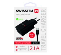 Swissten Premium Travel Charger USB 2.1A / 10.5W With Micro USB Cable 1.2m (SW-DET-2.1AWCM-B)