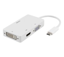 Adapteris DELTACO USB-C - 4K HDMI, DVI, VGA, baltas / USBC-HDMI15 (USBC-HDMI15)