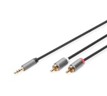 Kabel adapter audio MiniJack/Cinch Stereo Typ 3.5mm/2xRCA M/M nylon 1,8m (DB-510330-018-S)