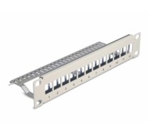 Delock 10″ Keystone Patch Panel 12 port with strain relief 1U grey (66875)