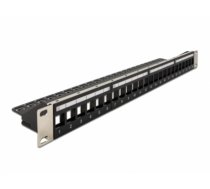 Delock 19″ Keystone Patch Panel 24 port with strain relief black (66865)