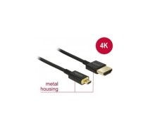 Delock Cable High Speed HDMI with Ethernet - HDMI-A male - HDMI Micro-D male 3D 4K 3m Slim Premium (84784)