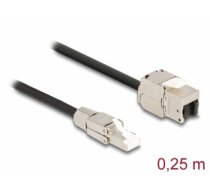 Delock Cable RJ45 plug field assembly to Keystone Module RJ45 jack Cat.6A 25 cm (87203)