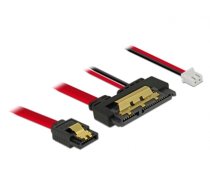 Delock Cable SATA 6 Gb/s 7 pin receptacle + 2 pin power female > SATA 22 pin receptacle straight (5 V) metal 20 cm (85240)