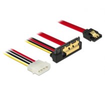 Delock Cable SATA 6 Gb/s 7 pin receptacle + Molex 4 pin power plug > SATA 22 pin receptacle downwards angled metal 30 cm (85231)