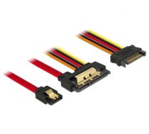Delock Cable SATA 6 Gb/s 7 pin receptacle + SATA 15 pin power plug > SATA 22 pin receptacle straight metal 30 cm (85228)