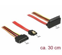 Delock Cable SATA 6 Gb/s 7 pin receptacle + SATA 15 pin power plug > SATA 22 pin receptacle upwards angled metal 30 cm (85515)