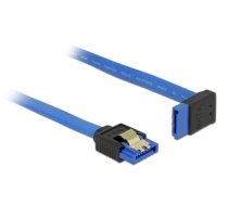 Delock Cable SATA 6 Gb/s receptacle straight > SATA receptacle upwards angled 100 cm blue with gold clips (84999)