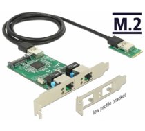 Delock Converter M.2 Key B+M male > 2 x Gigabit LAN – Low Profile Form Factor (63425)