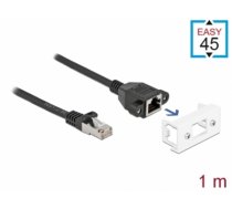 Delock Network Extension Cable for Easy 45 Module S/FTP RJ45 plug to RJ45 jack Cat.6A 1 m black (87111)