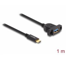 Delock SuperSpeed USB 10 Gbps (USB 3.2 Gen 2) Cable USB Type-C™ male to USB Type-A female 1 m panel-mount black (87826)