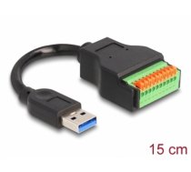 Delock USB 3.2 Gen 1 Cable Type-A male to Terminal Block Adapter with push button 15 cm (66240)