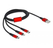 Delock USB Charging Cable 3 in 1 Type-A to Lightning™ / 2 x USB Type-C™ 1 m (86709)