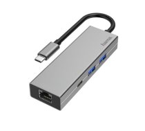 HUB USB Hama 1x RJ-45 1x USB-C PD  + 2x USB-A 3.2 Gen1 (002001080000) (002001080000)